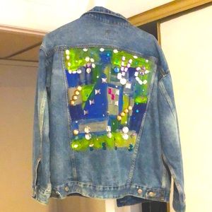 Vintage Wild Fable Denim Jacket with paint and rhinestones